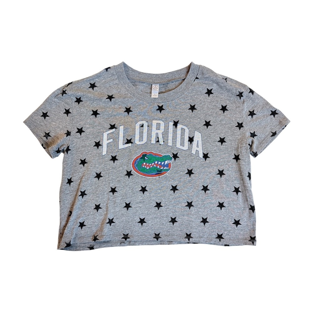 Alternative Apparel Florida Gators Tee Women Large Gray Star Print Cropped Top